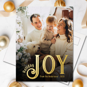 Elegante Gold Foil Joy Foto Folien Feiertagspostkarte