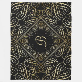Elegante Gold Foil Look Skulptur Skript auf schwar Fleecedecke