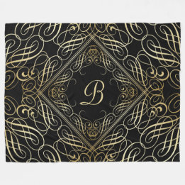 Elegante Gold Foil Look Skulptur Skript auf schwar Fleecedecke