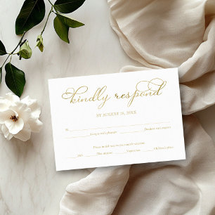 Elegante Gold Foil Script Wedding RSVP Card Karte