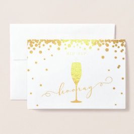 Elegante Gold Foil Sip Hooray Engagement Party Folienkarte