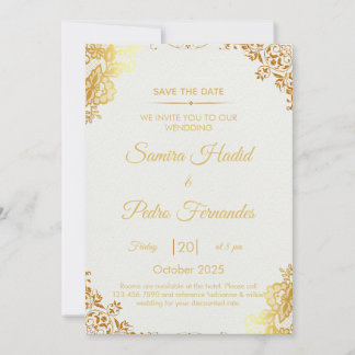 Elegante Gold Foil Wedding Invitation Card Einladung