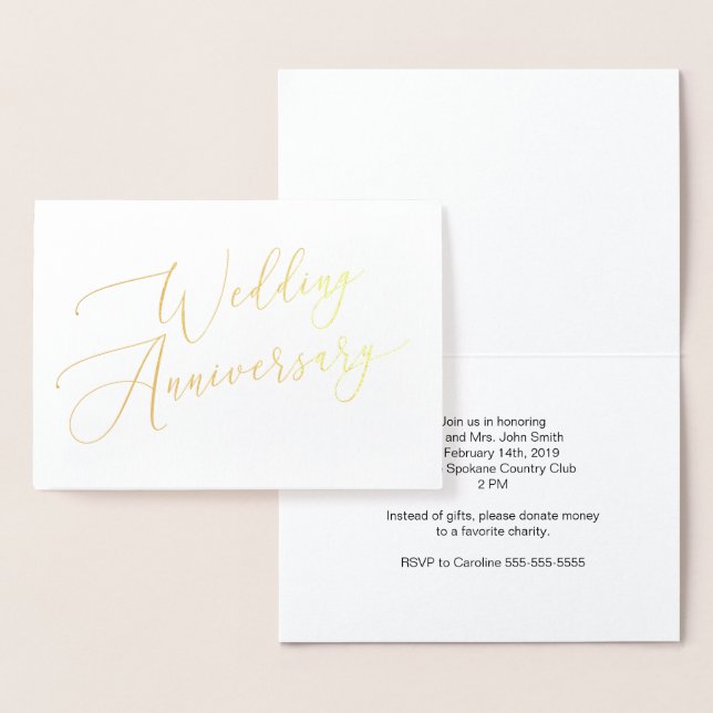 Elegante Gold Foil Wedding Jubiläumskarte Einladun Folienkarte (Anzeige)