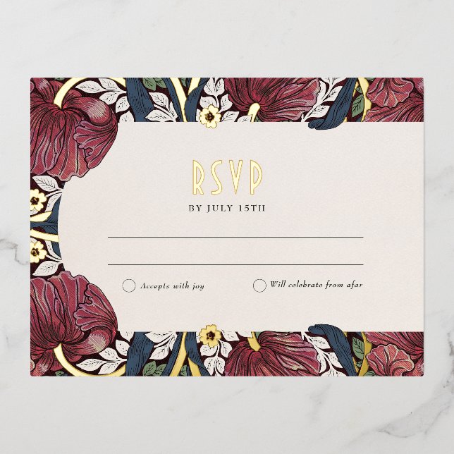 Elegante Gold Foil Wedding RSVP Card Folie Einladungspostkarte (Vorderseite)