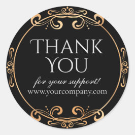 Elegante Gold Foil Wirbel Luxury Black Danke Runder Aufkleber