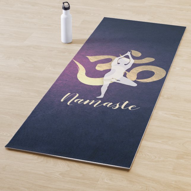 Elegante Gold Foil Yoga Meditation Pose Om Symbol Yogamatte (Beispiel)