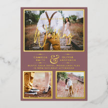 Elegante GOLD-FOLIE Foto-Collage Dusty Rose Hochze