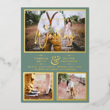 Elegante GOLD-FOLIE-Foto-Collage Sage-Hochzeit