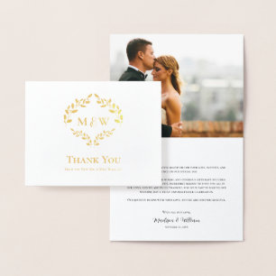 Elegante Gold-Folie-Monogramm-Hochzeitsfoto indivi Folienkarte