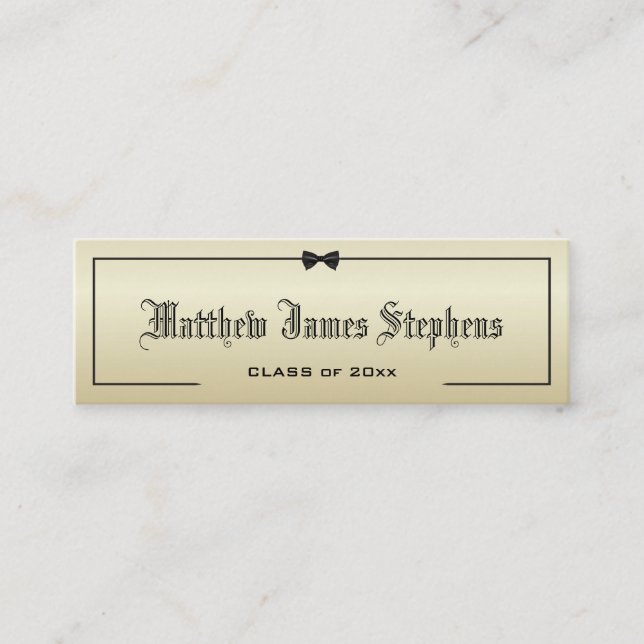 Elegante Gold Formal Abschluss Name Card Einlegen Telefonnummerkarte (Vorderseite)