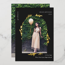 Elegante Gold-Foto-Abschlussfolie-Einladung