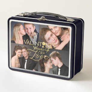 Elegante Gold-Fotocollage zum Valentinstag Metall Brotdose