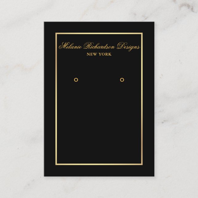 Elegante Gold Frame Black Earring Display Card Visitenkarte (Vorderseite)