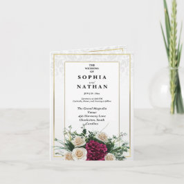 Elegante Gold Frame Classic Floral Wedding Einladung