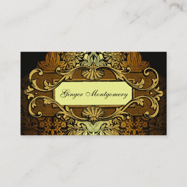 Elegante Gold Frame Damask Business Card Visitenkarte (Vorderseite)