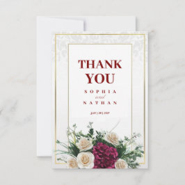 Elegante Gold Frame Floral Wedding Dankeschön Kart Dankeskarte