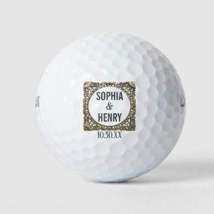 Elegante Gold Frame Gastgeschenk Hochzeit Golfball