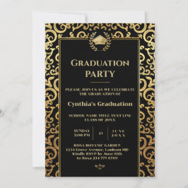 Elegante Gold Frame Graduation Party Einladung