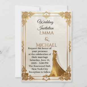 Elegante Gold Frame Hochzeit Einladung