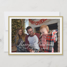 Elegante Gold Frame Horizontal Familie Weihnachten Einladung
