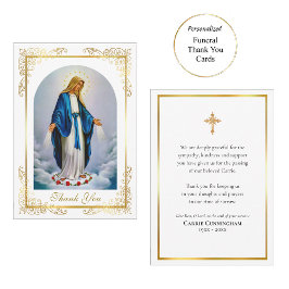 Elegante Gold Frame Jungfrau Mary Rose Beerdigung Dankeskarte