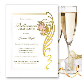 Elegante Gold Frame Rentirement Celebration Einladung