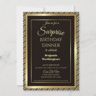 Elegante Gold Frame Überraschung 40. Geburtstag Ab Einladung