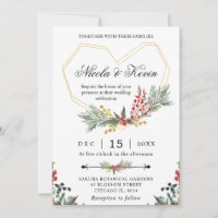 Elegante Gold Frame & Winter Holly Foliage Hochzei