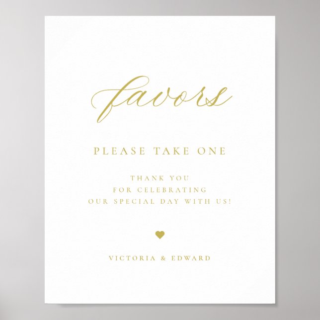 Elegante Gold-Gastgeschenk Hochzeit Poster (Vorne)