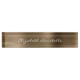 Elegante Gold gebürstete Metallfolie Handschrift Namensplakette