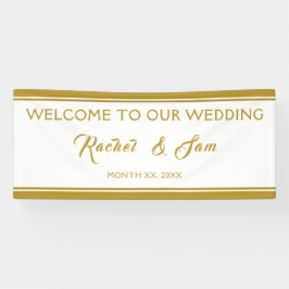 Elegante Gold Gerahmt Wedding Willkommen Banner
