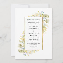Elegante Gold Gerahmte Wildblume Edging Wedding Einladung