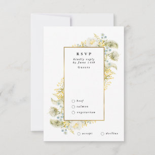 Elegante Gold Gerahmte Wildblume Edging Wedding RSVP Karte