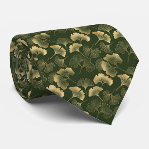 Elegante Gold-Ginkgo-Blätter Smaragdgrün Krawatte