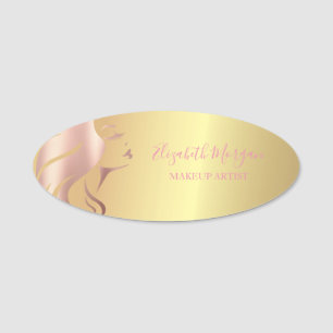 Elegante Gold Girl Face Silhouette, Makeup artist Namensschild