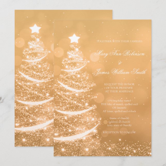 Elegante Gold Glam Weihnachtsaufenthalt Einladung (Vorne/Hinten)