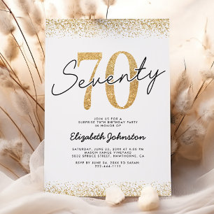Elegante Gold-Glitter 70. Geburtstagseinladung Einladung