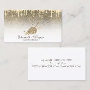 Elegante Gold Glitter Besen Magd Reinigt Haus Visitenkarte