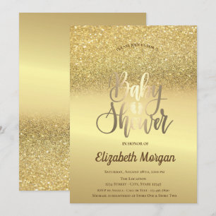 Elegante Gold Glitter Bokeh Ombre Baby Shower Einladung