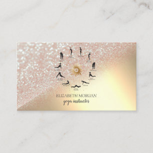 Elegante Gold Glitter Bokeh Yoga Mädchen Silhouett Visitenkarte