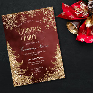 Elegante Gold Glitter Corporate Weihnachtsfeier Einladung