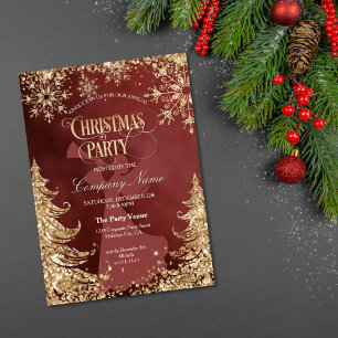 Elegante Gold Glitter Corporate Weihnachtsfeier Einladung
