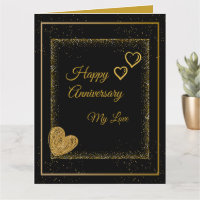 Elegante Gold Glitter Herzen & Rahmen Jubiläum Ca