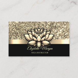 Elegante Gold Glitter Lotusblume Yoga-Lehrerin Visitenkarte