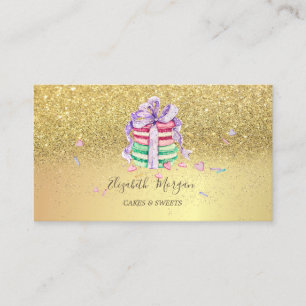 Elegante Gold Glitter Macarons Visitenkarte