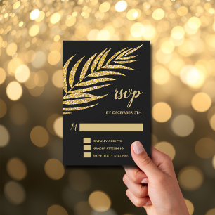 Elegante Gold Glitter Palme Weihnachten RSVP Karte