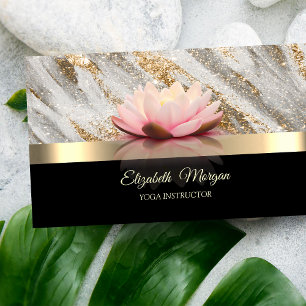 Elegante Gold Glitter Pinselstrich Lotosblume Visitenkarte