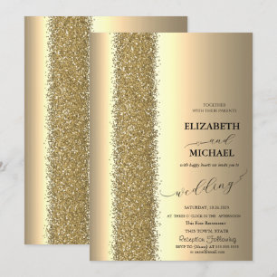 Elegante Gold Glitter Schrift Hochzeit Einladung