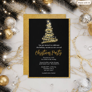 Elegante Gold Glitter Weihnachtsfeier Einladung