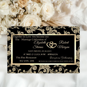 Elegante Gold Glitter Wirbel, Rahmen Hochzeit Einladung